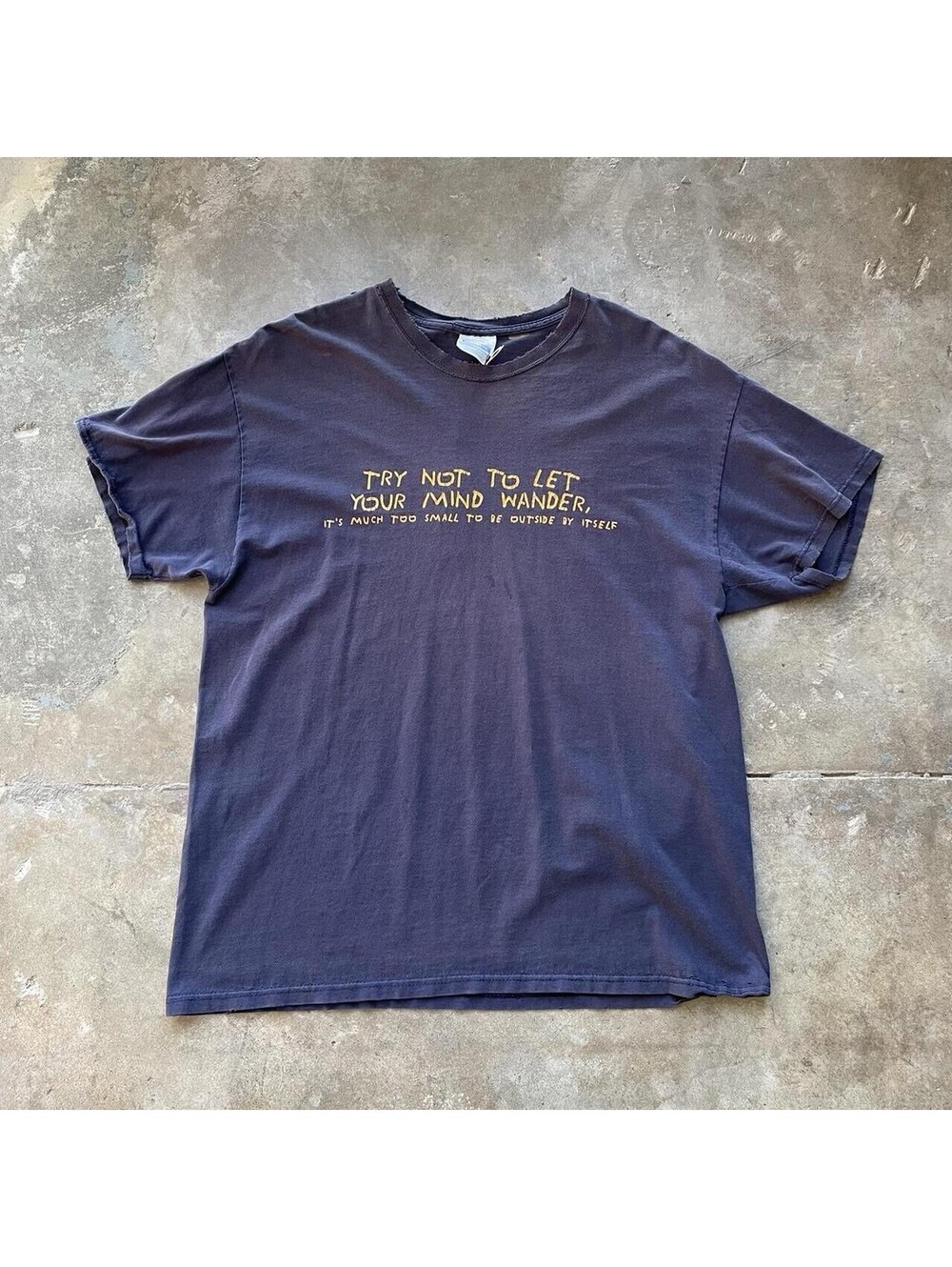 Vintage Y2k Funny Comedy Quote Navy Blue Short Sleeve T-Shirt Size XL